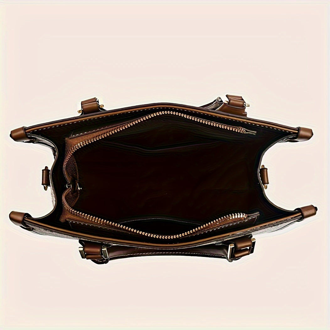 Women's Bag Set: Fashionable Large Capacity Tote Bag with Clutch and Card Holder, Three-Piece Set, Elegant Handbag for Middle-Aged Ladies