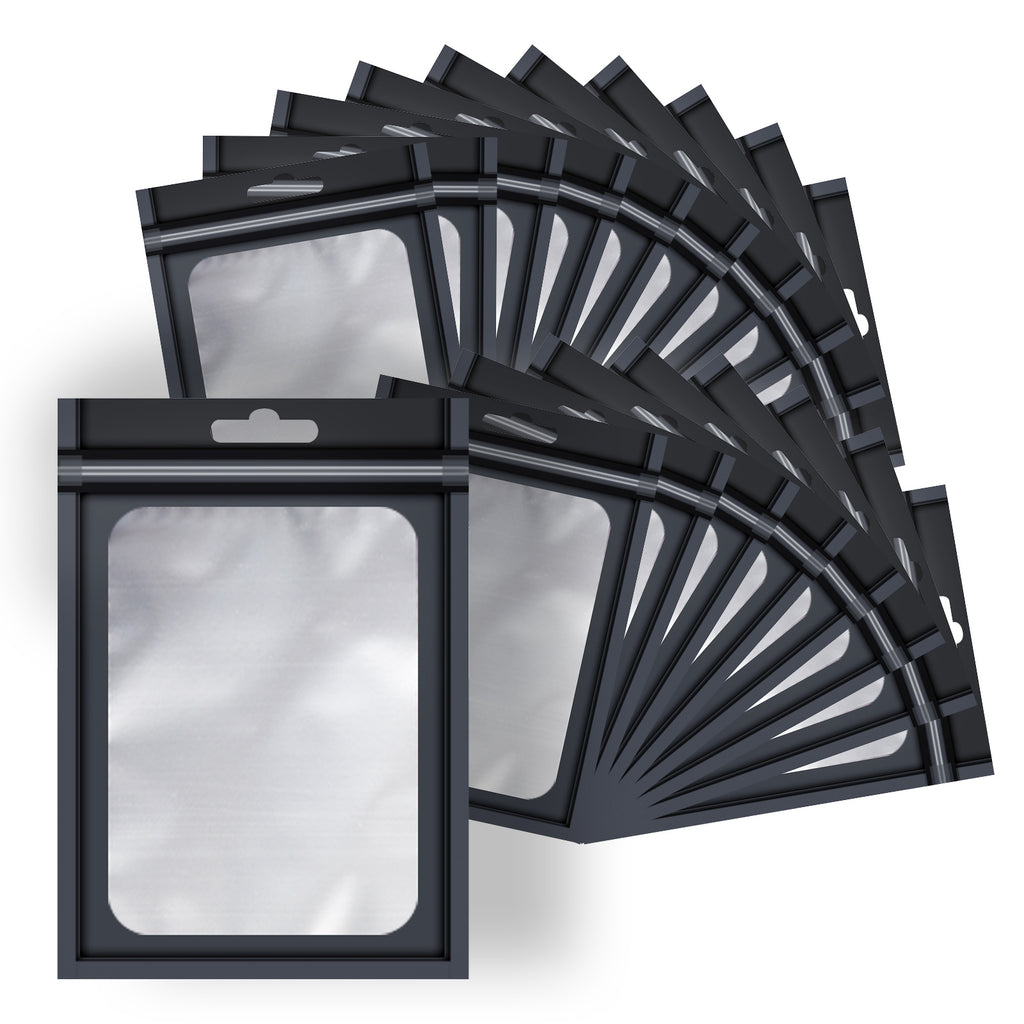 [Holographic Zipper Lock Bags] 100-Pack Holographic Zipper Lock Resealable Bags | Moisture-Proof Aluminum Foil Polyester Film Flat Transparent Window Pouch for Electronics/Jewelry/Cosmetics Organization, 4 Size Options, Non-f