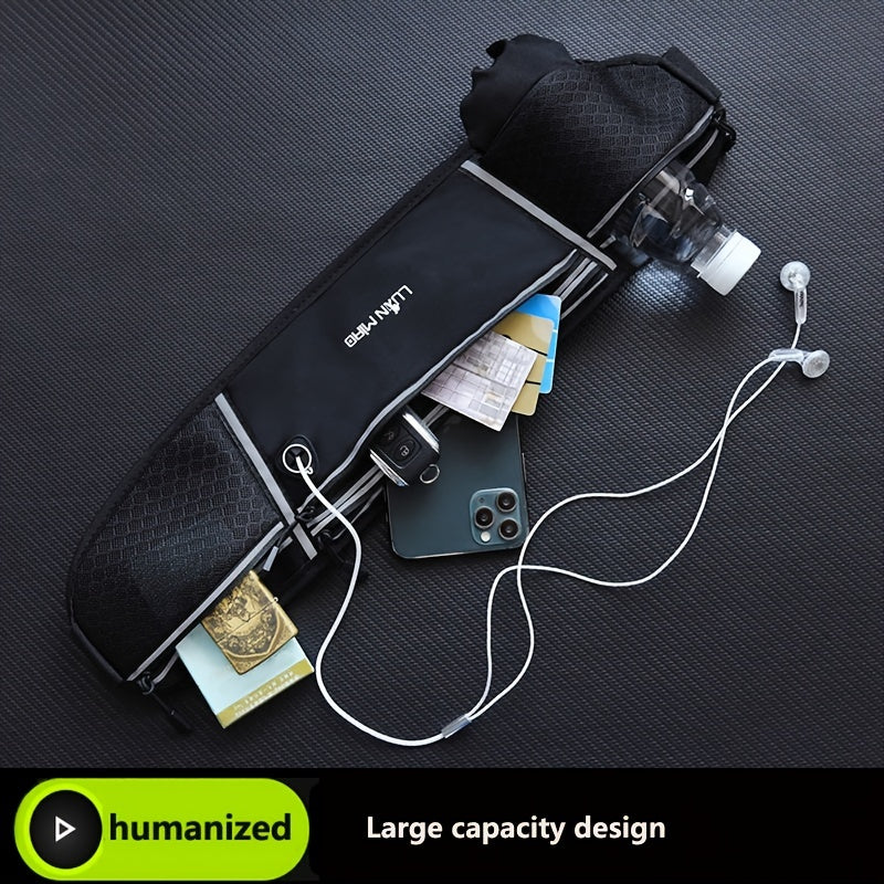 Luan Miao Sports Waist Pack - Black & White, Waterproof Polyester, Adjustable Strap, Multi-Pocket Design for Running, Hiking, and Fitness, Outdoor Gear | Adjustable Waist Pack | Durable Zipper Closure, Running Gear