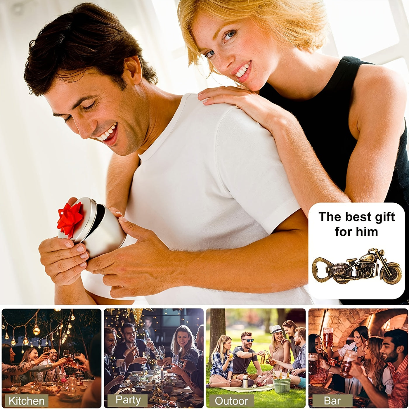 1pc Golden Motorcycle Bottle Opener - Perfect Gift for Beer Lovers and Men - 5 Inches/2 Inches/0.3 Inches - 3 Ounces