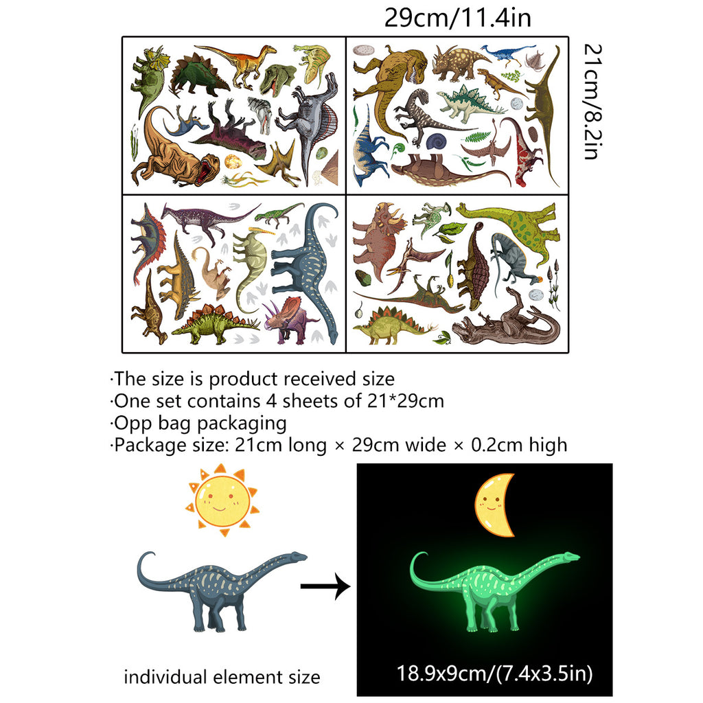 1 Set Glow-in-the-Dark Dinosaur Wall Decor - Removable Waterproof Wall Stickers for Living Room Bedroom Home Decor