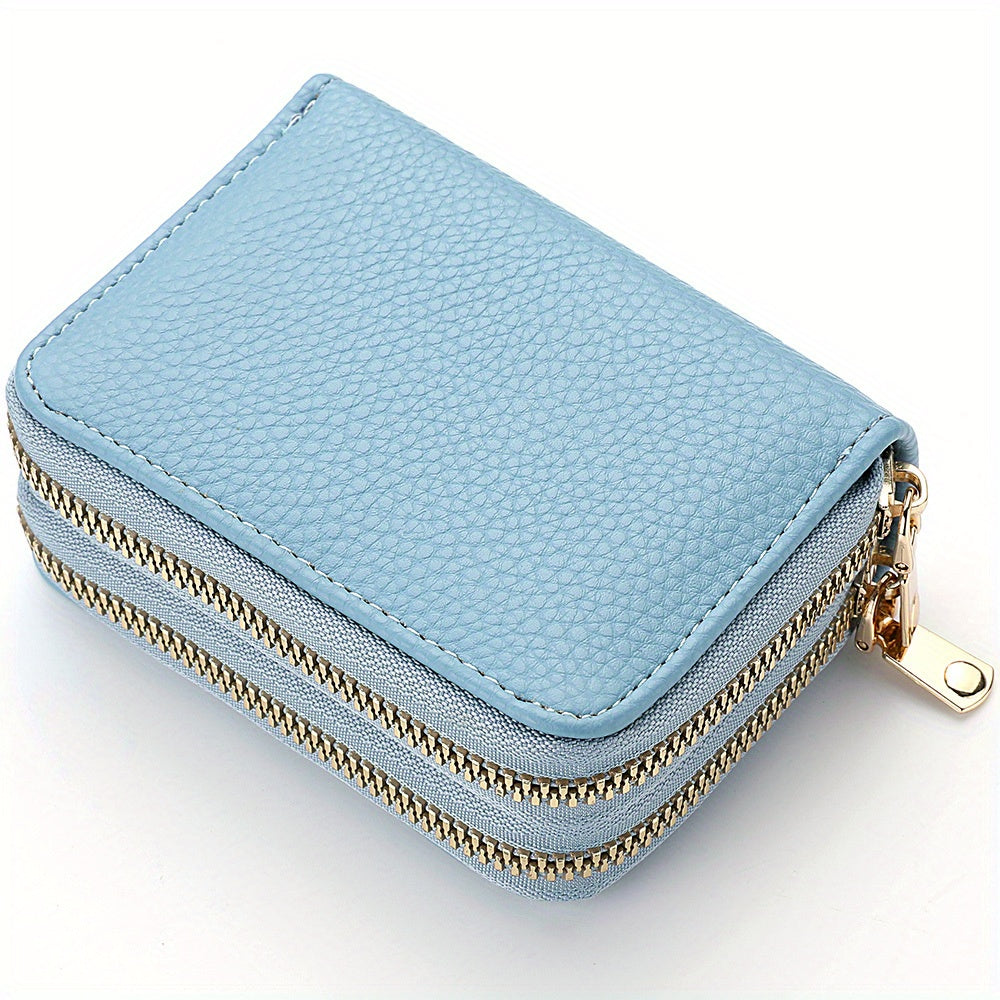 Double Zipper Wallet, Women's Short Credit Card Holder, Multifunctional Large Capacity Coin Purse