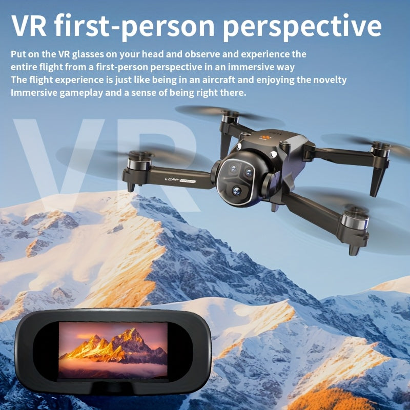 VR Folding Drone with Head-Mounted VR Glasses - 360° Flip, 90° Adjustable Camera, Brushless Motors, Optical Flow Positioning