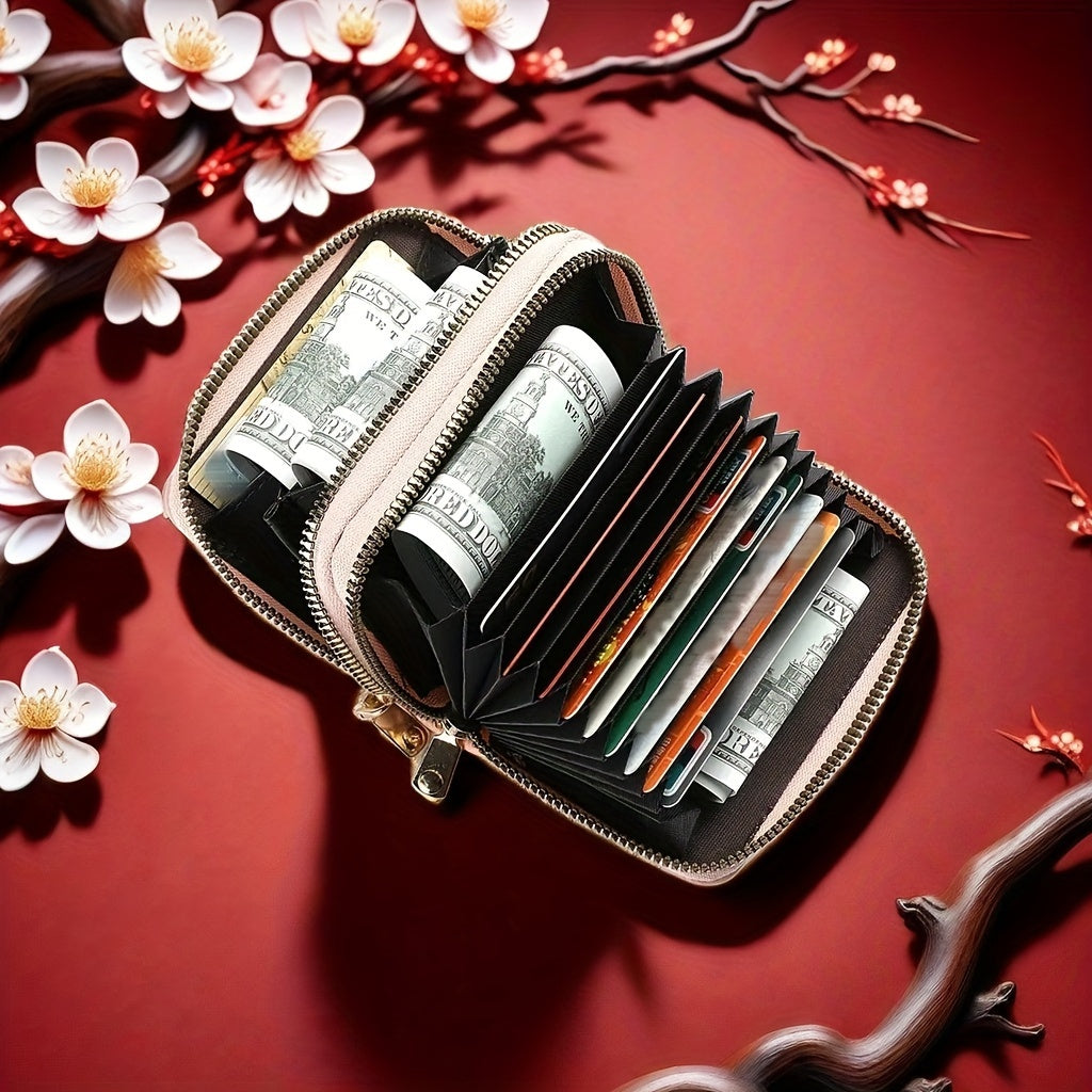 Double Zipper Wallet, Women's Short Credit Card Holder, Multifunctional Large Capacity Coin Purse