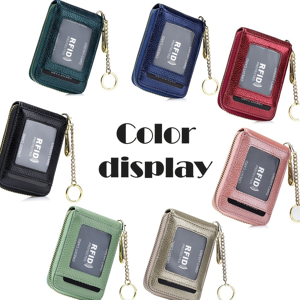 RFID Credit Card Holder, Casual Multi-compartment Wallet, Simple Zip Around Card Case