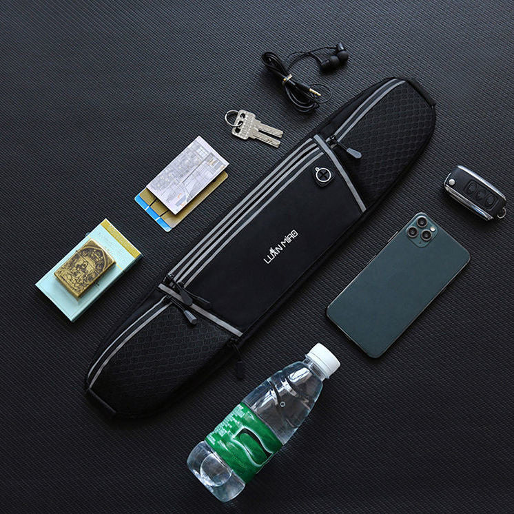 Luan Miao Sports Waist Pack - Black & White, Waterproof Polyester, Adjustable Strap, Multi-Pocket Design for Running, Hiking, and Fitness, Outdoor Gear | Adjustable Waist Pack | Durable Zipper Closure, Running Gear