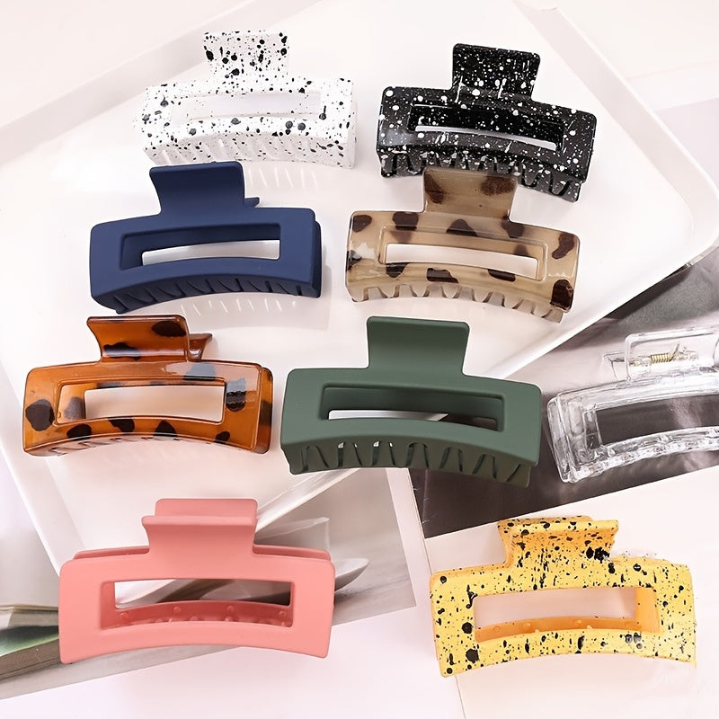 Multicolor Large Thick Acrylic Hair Clip Rectangle Hairclip Long Hair Resin Claw Clips Nonslip Jaw Clips