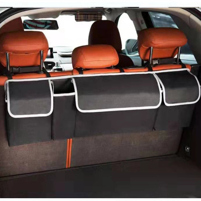 Adjustable Car Trunk Storage Bag, Large Capacity Multi-Purpose Oxford Cloth Backseat Organizer for Car Interiors.