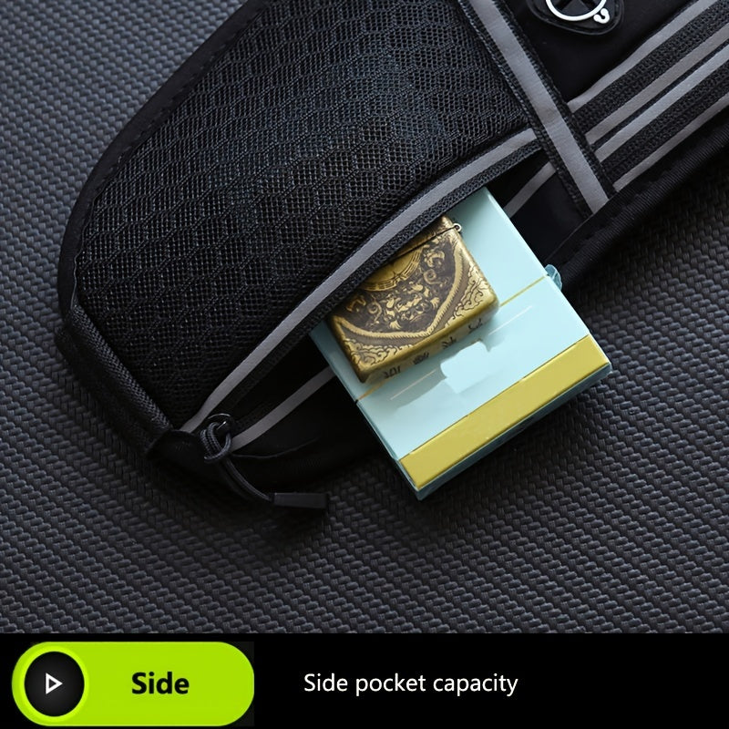 Luan Miao Sports Waist Pack - Black & White, Waterproof Polyester, Adjustable Strap, Multi-Pocket Design for Running, Hiking, and Fitness, Outdoor Gear | Adjustable Waist Pack | Durable Zipper Closure, Running Gear