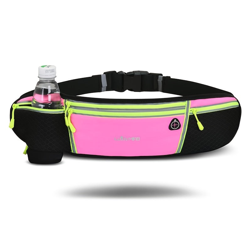 Luan Miao Sports Waist Pack - Black & White, Waterproof Polyester, Adjustable Strap, Multi-Pocket Design for Running, Hiking, and Fitness, Outdoor Gear | Adjustable Waist Pack | Durable Zipper Closure, Running Gear