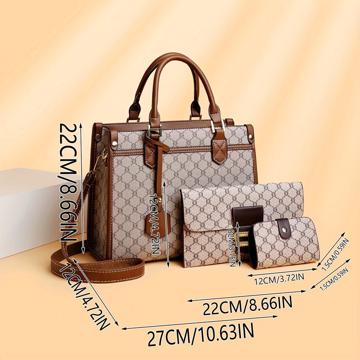 Women's Bag Set: Fashionable Large Capacity Tote Bag with Clutch and Card Holder, Three-Piece Set, Elegant Handbag for Middle-Aged Ladies