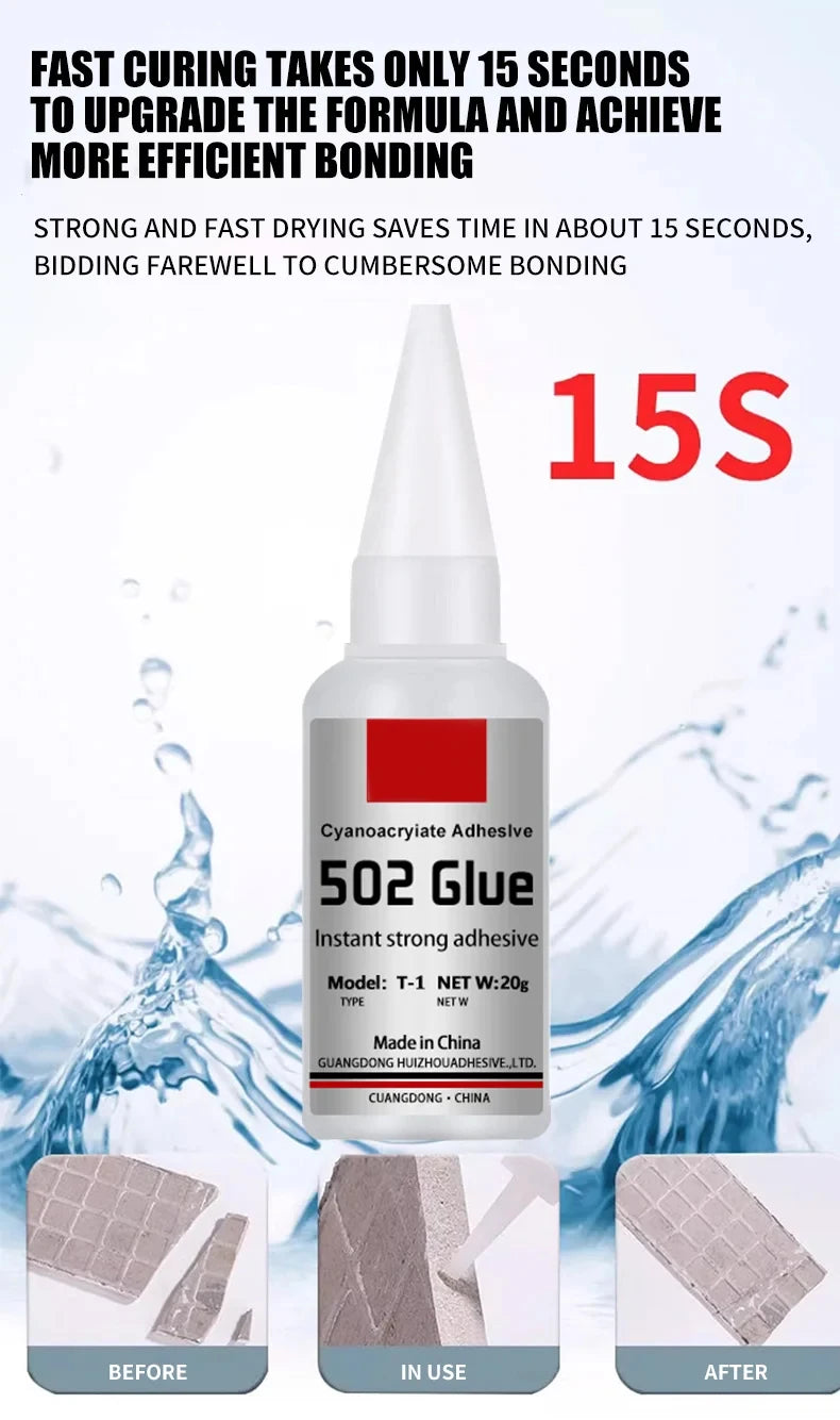 JXVX 1-5pcs 502 Super Glue Instant Quick-drying Cyanoacrylate Adhesive Leather Rubber Wood Metal Strong Bond Liquid Glue Tool
