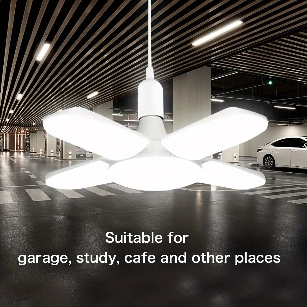 E27 Fan Shape Foldable 28W LED Bulb AC220V/110V Deformation for Home Ceiling Lights Warehouse and Garage White Light 6500K Bulb