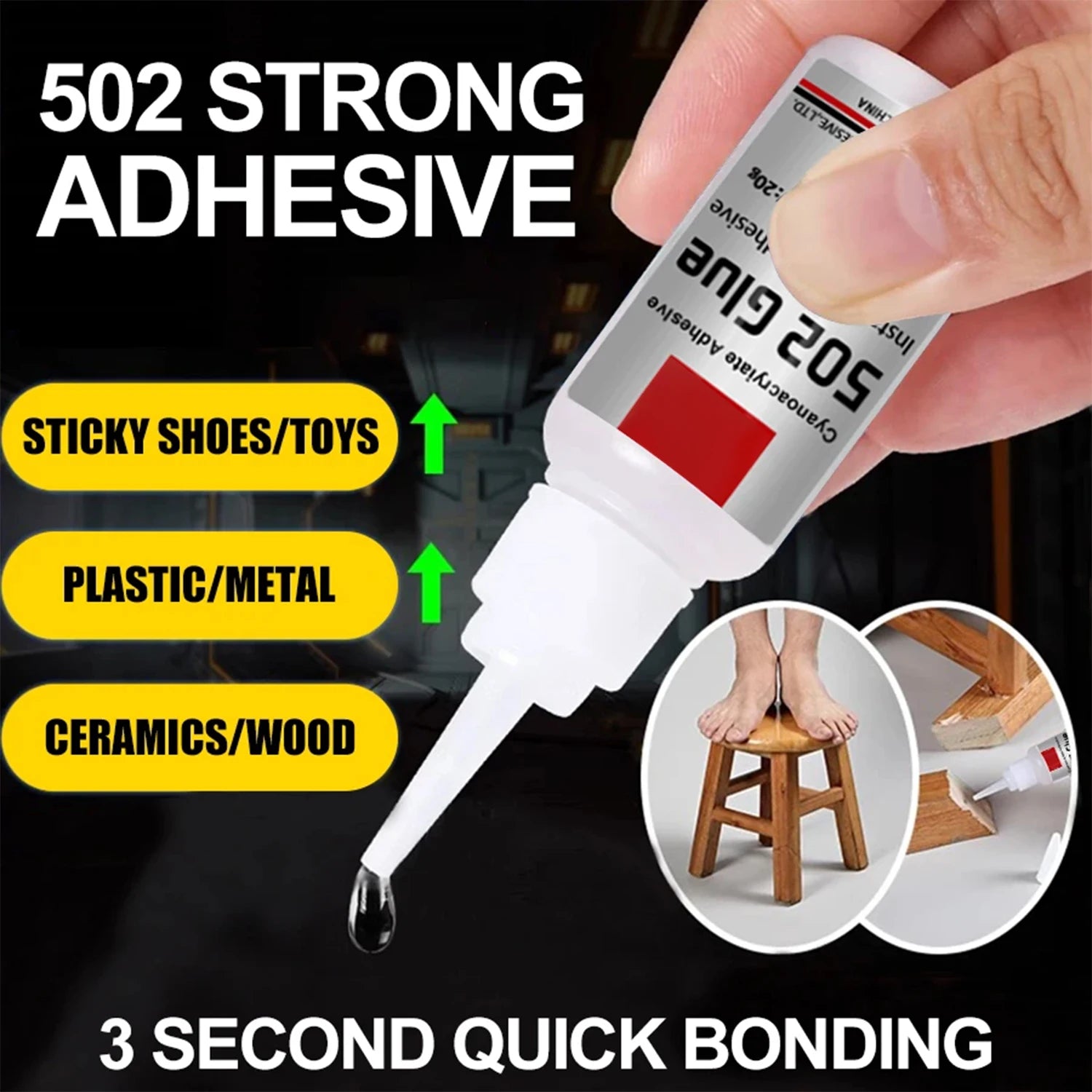 JXVX 1-5pcs 502 Super Glue Instant Quick-drying Cyanoacrylate Adhesive Leather Rubber Wood Metal Strong Bond Liquid Glue Tool