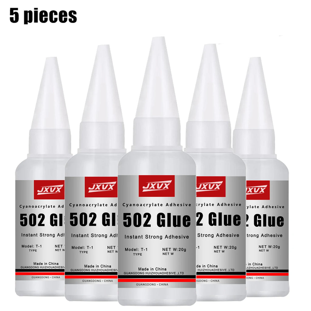 JXVX 1-5pcs 502 Super Glue Instant Quick-drying Cyanoacrylate Adhesive Leather Rubber Wood Metal Strong Bond Liquid Glue Tool