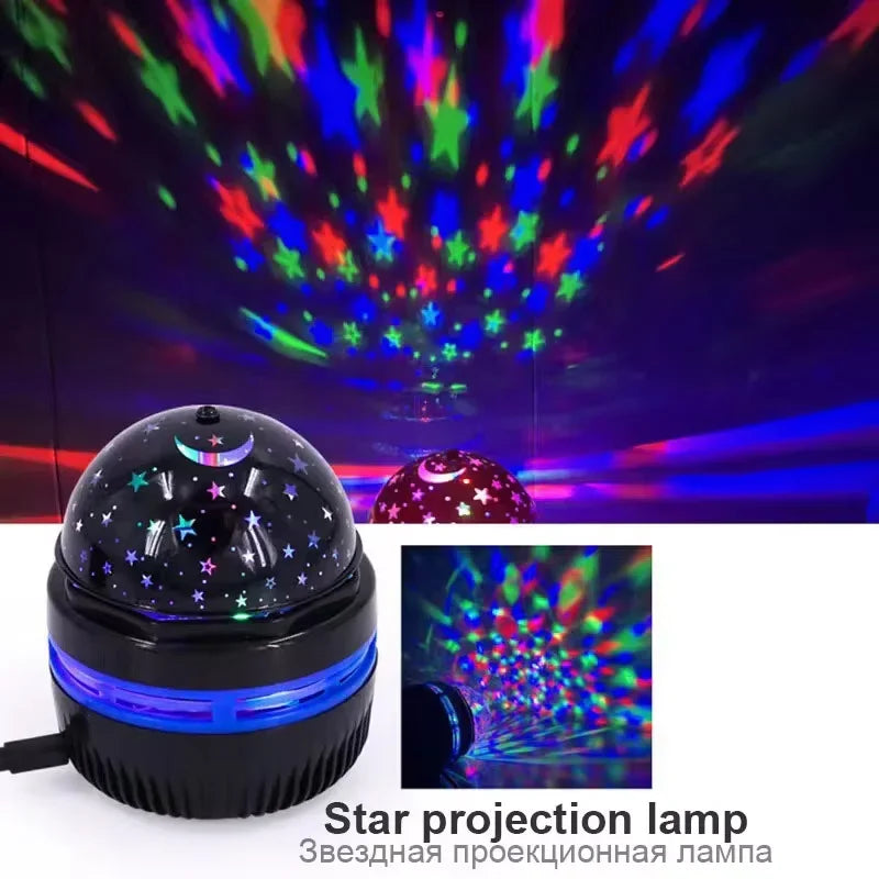LED Starry Sky Night Lights USB Projector Lamp Magic Ball Moon Star Christmas Lights Home Room Atmosphere Decorations