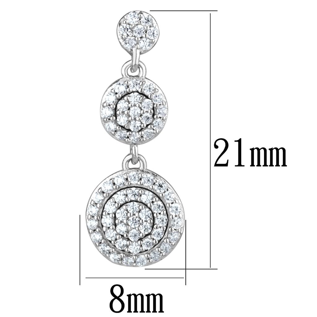 TS494 - Rhodium 925 Sterling Silver Earrings with AAA Grade CZ  in Clear-1