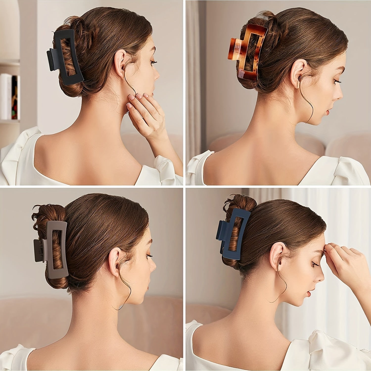 Multicolor Large Thick Acrylic Hair Clip Rectangle Hairclip Long Hair Resin Claw Clips Nonslip Jaw Clips