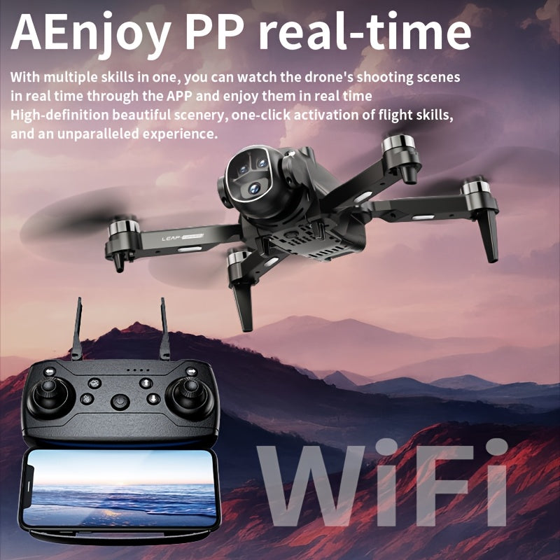 VR Folding Drone with Head-Mounted VR Glasses - 360° Flip, 90° Adjustable Camera, Brushless Motors, Optical Flow Positioning