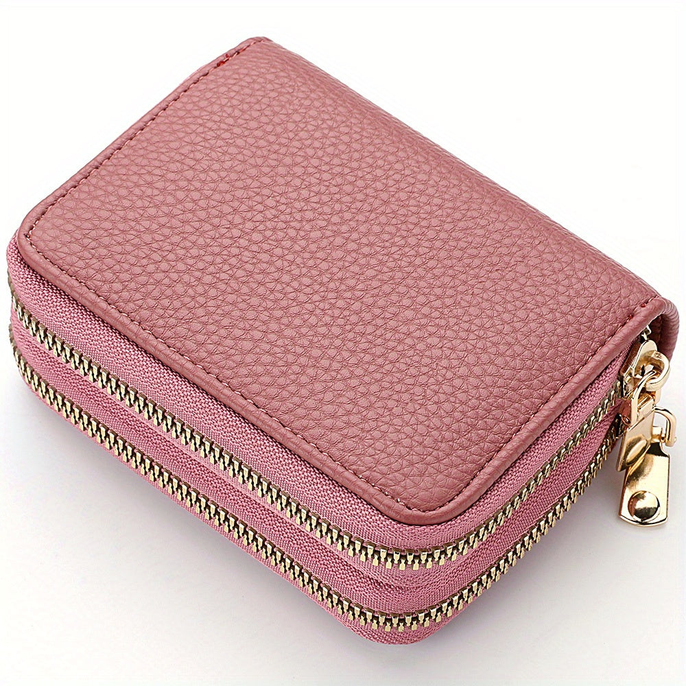 Double Zipper Wallet, Women's Short Credit Card Holder, Multifunctional Large Capacity Coin Purse