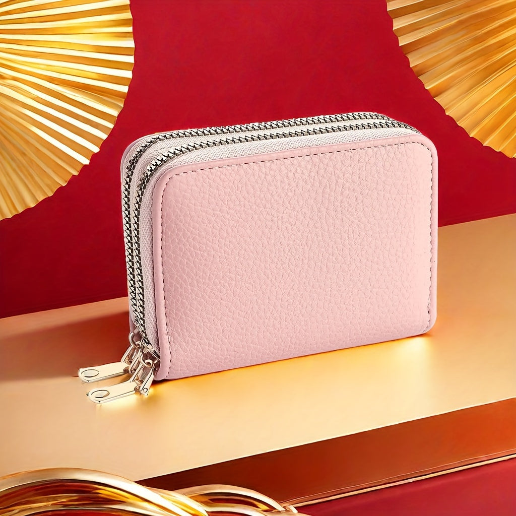 Double Zipper Wallet, Women's Short Credit Card Holder, Multifunctional Large Capacity Coin Purse