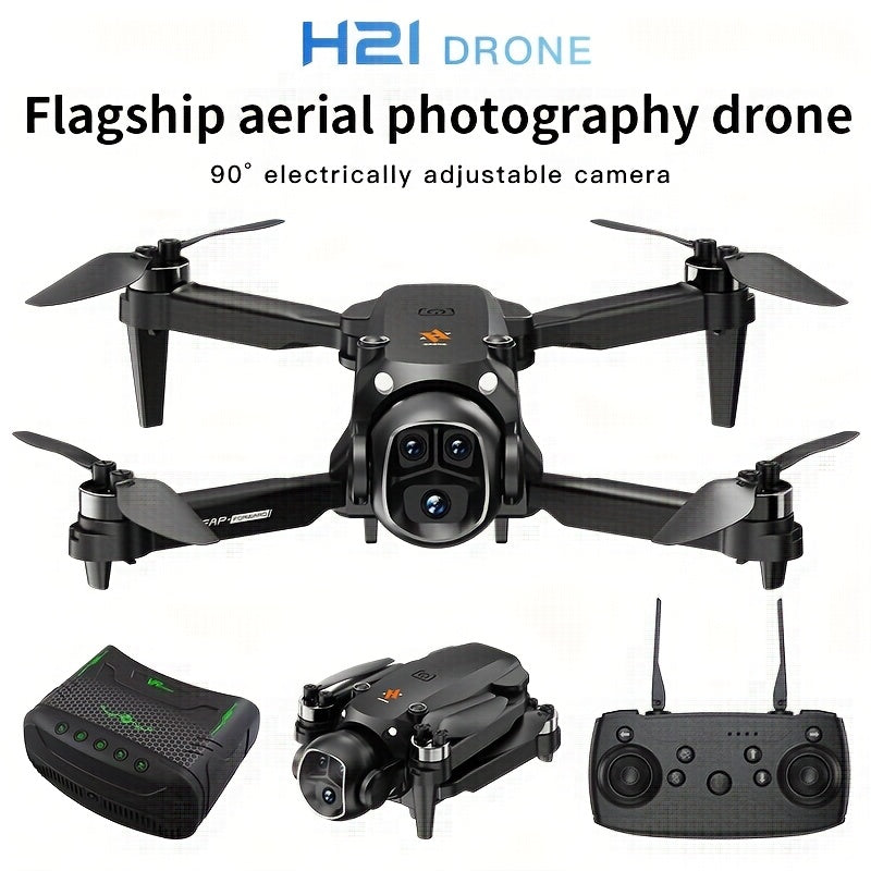 VR Folding Drone with Head-Mounted VR Glasses - 360° Flip, 90° Adjustable Camera, Brushless Motors, Optical Flow Positioning
