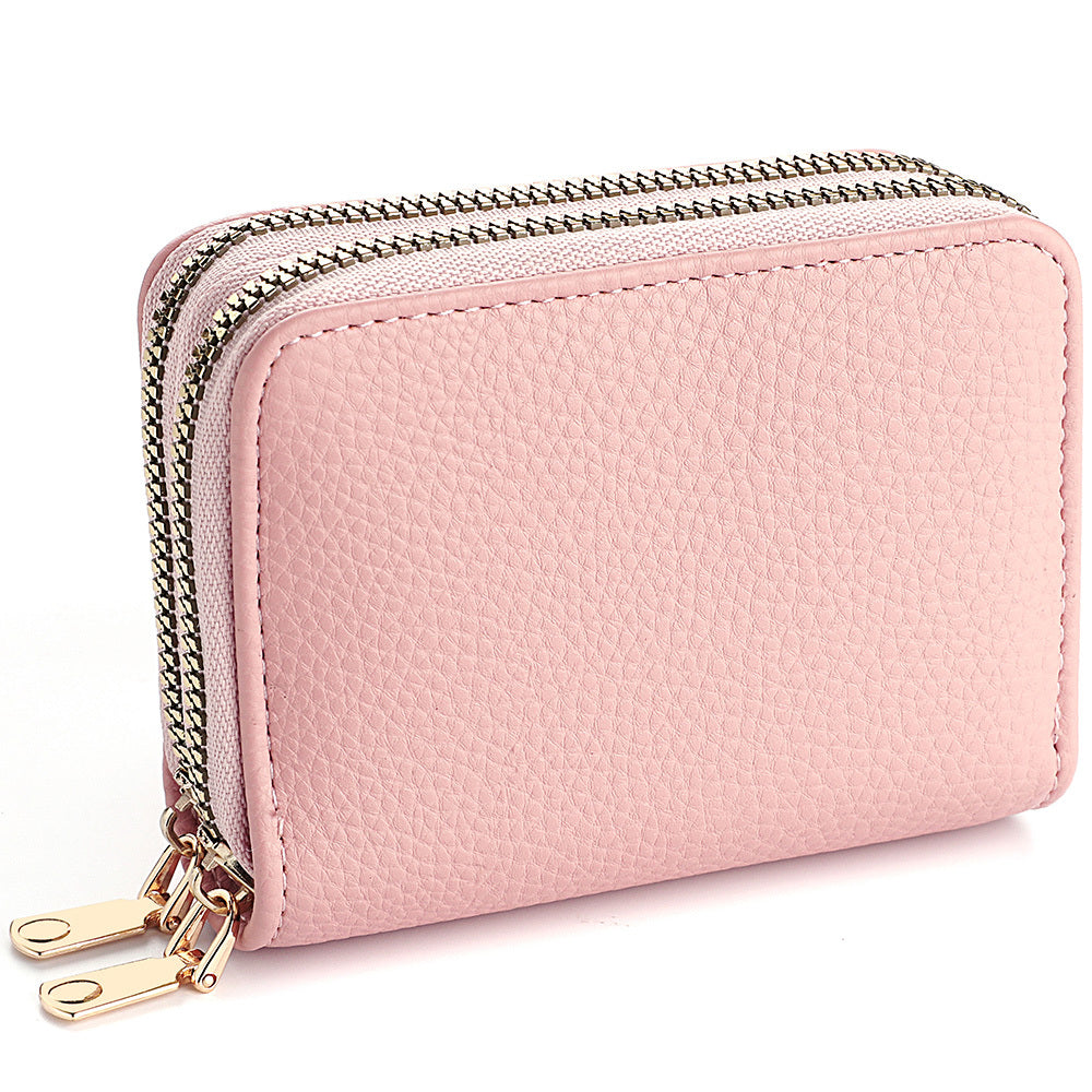 Double Zipper Wallet, Women's Short Credit Card Holder, Multifunctional Large Capacity Coin Purse