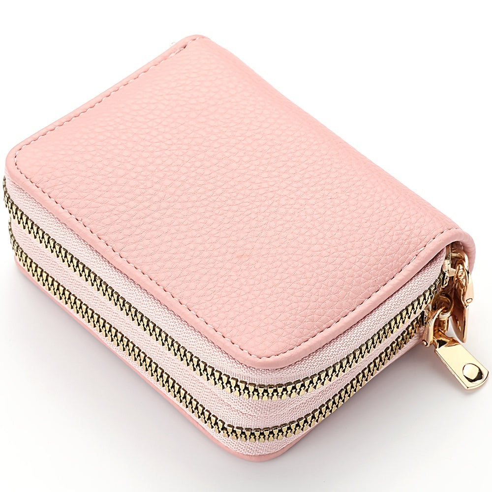 Double Zipper Wallet, Women's Short Credit Card Holder, Multifunctional Large Capacity Coin Purse