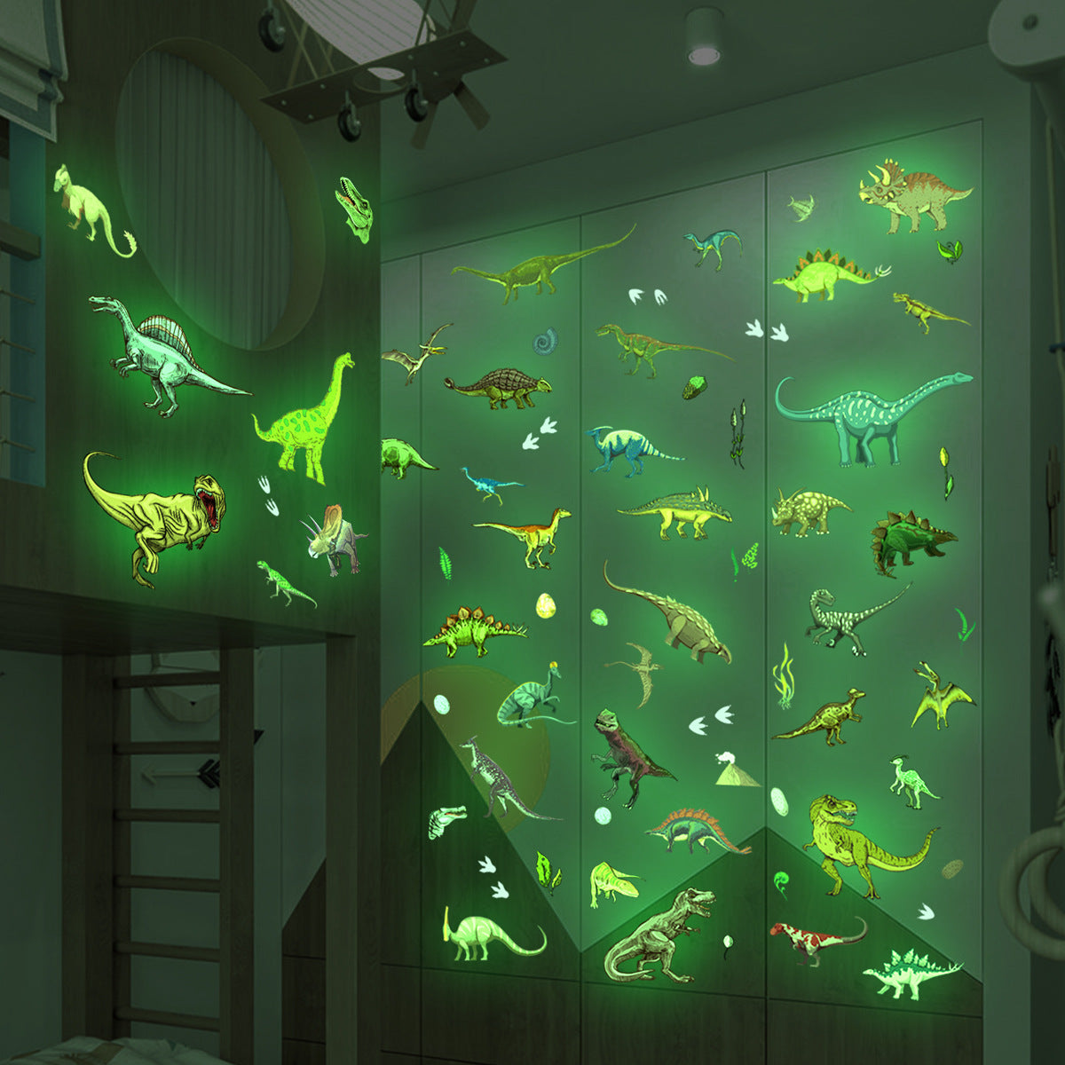 1 Set Glow-in-the-Dark Dinosaur Wall Decor - Removable Waterproof Wall Stickers for Living Room Bedroom Home Decor