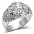 LOA477 - High-Polished 925 Sterling Silver Ring with AAA Grade CZ  in Clear-0