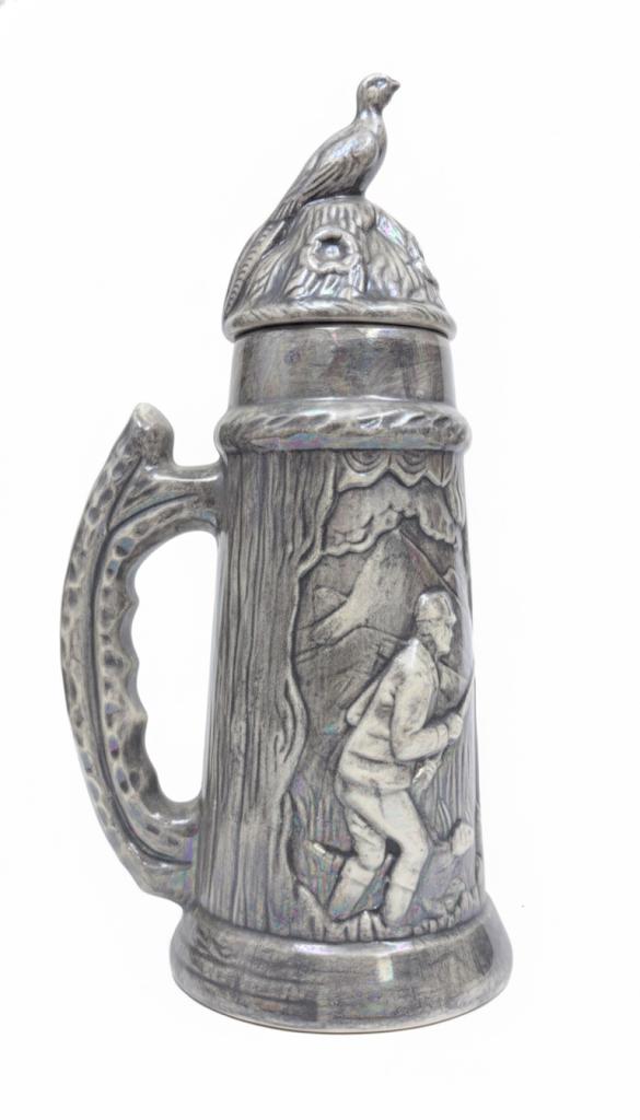 Vintage Ceramic German-Style Lidded Beer Stein (1970s-1980s)