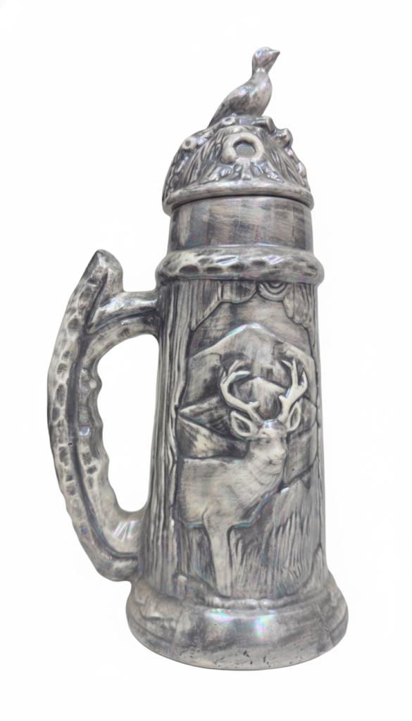 Vintage Ceramic German-Style Lidded Beer Stein (1970s-1980s)