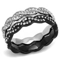 TK3265 - Two-Tone IP Black (Ion Plating) Stainless Steel Ring with Top Grade Crystal  in Clear-0